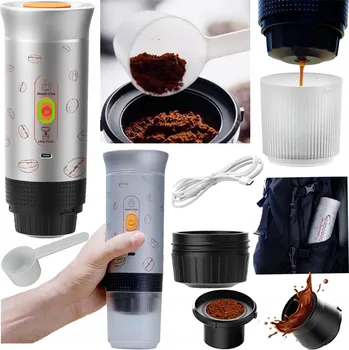 Kávovar Přenosný kávovar na mletou kávu a kapsle, TLAKOVÝ 20 Bar AEROGOGO