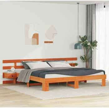 Postel vidaXL Rám postele s čelo Hnědá 200 x 200 cm Masivní borové dřevo [3385678]