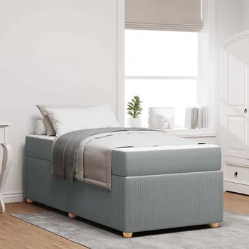 Postel vidaXL Rám postele s matrací Světle šedá 100 x 200 cm textil [3398353]