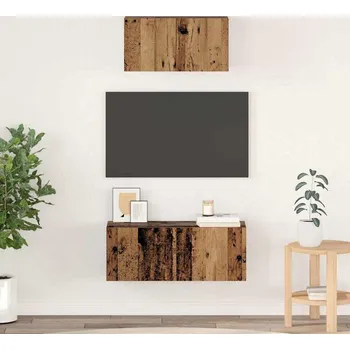 Obývací stěna vidaXL Sestava TV skříněk Nástěnný 2 pcs Staré dřevo kompozitní dřevo [3393381]