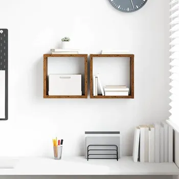 police vidaXL Nástěnné poličky s policí Nástěnný Staré dřevo kompozitní dřevo [875176]