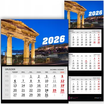 Obraz Nástěnný Kalendář Trojdílný 2026 Malebné Město Do Kanceláře Dárek Vzory