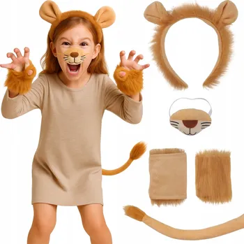 Karnevalový kostým Kostým kostým lva kostým lev ocas čelenka tlapky nosek zvířátko sada