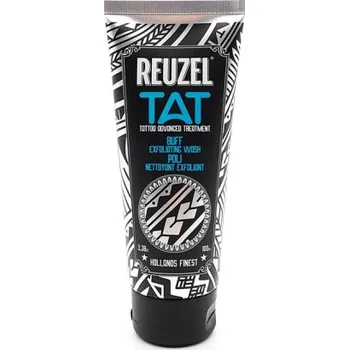 Reuzel TAT Buff Exfoliating Wash 100 ml – Jemný exfoliační gel pro tetování Jemná exfoliace bambusem, papájou a mandlovou kyselinou pro odhalení živých barev tetování – výživná péče bez sulfátů, veganská.