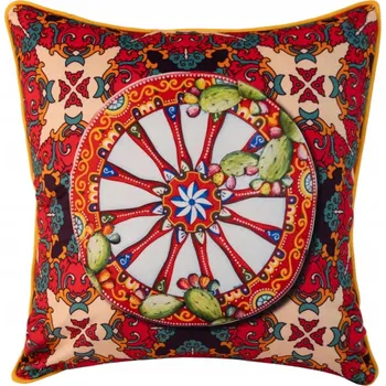 Povlak na dekorativní polštářek Dekorační povlak na polštář 43x43 sametový s lemováním, barevný mexický vzor