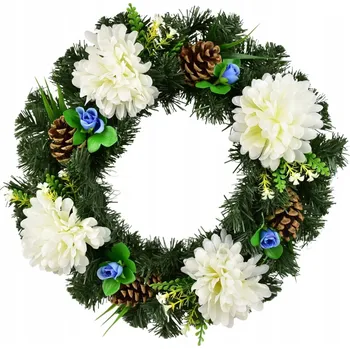 Věnec Věnec podzimní s bílými chryzantémami Ø35 cm