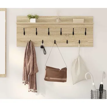 Věšák vidaXL Nástěnný věšák na kabáty s policí dub sonoma Kompozitní dřevo [874445] 40 x 12 cm