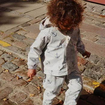 Pláštěnka KONGES SLOJD Set do deště PALME - SAILOR CHECK Velikost: 5-6y