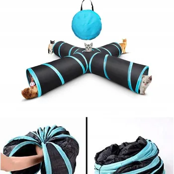 Hračka pro kočku Tunel pro kočky 4-směrný skládací tunel interaktivní bludiště domeček