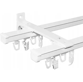 Obraz Garnýž Nástěnná stropní lišta hliníková dvojitá PS bílá 460 cm