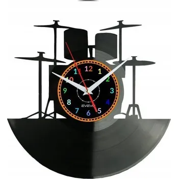 Hodiny Nástěnné hodiny bicí souprava - vinylová deska, moderní dekorace