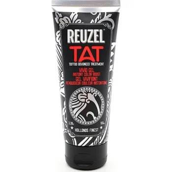 Reuzel TAT Vivid Gel 100 ml – hydratační gel pro zvýraznění barev tetování „zvýrazňuje barvy a detaily tetování, hydratuje pokožku, vegan, certifikát Leaping Bunny – ideální péče o zhojená tetování“