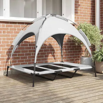 Pelíšek pro psa vidaXL Psí postel Stříbrně šedá 122 x 93 x 106,5 cm Ocel [42008176]