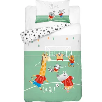Povlečení DETEXPOL Bambusové povlečení do postýlky Zvířátka fotbal Bavlna, Bambus, 100/135, 40/60 cm