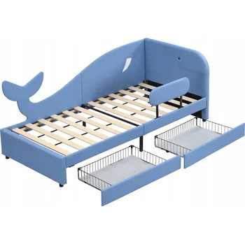 Postel Jednolůžková dřevěná postel Arhatreya 90x200 cm modrá