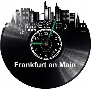 Hodiny Frankfurt nad Mohanem Nástěnné Hodiny Vinylová Deska Moderní Dekorativní Na Pr
