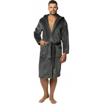 Pánský župan ENVIE Pánský župan s kapucí FELIX flanel fleece tmavě šedý M/L