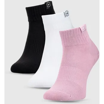 Pánské ponožky Dívčí Ponožky 4F F347 91S nad kotníky 3 páry růžovo-bílo-černé 35-37