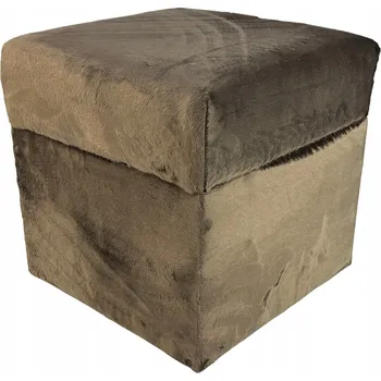 Taburet Taburet čtvercový otevírací velvet minky, hnědá barva