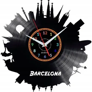 Hodiny BARCELONA NÁSTĚNNÉ HODINY DEKORATIVNÍ MODERNÍ VINYLOVÁ DESKA VINYL JAKO DÁREK