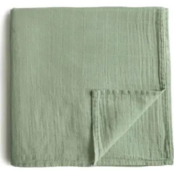 Zavinovačka MUSHIE Mušelínová deka Zavinovačka 120x120 cm - Sage (šalvějová)