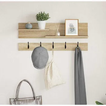 Věšák vidaXL Nástěnný věšák na kabáty s policí Sonoma dub 90 x 15 x 36 cm [874421]