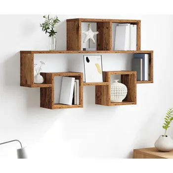 Koupelnový nábytek vidaXL Nástěnná polička Staré dřevo 82 x 15 x 51 cm Kompozitní dřevo [875182]