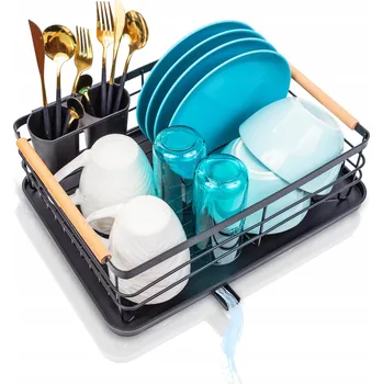 Odkapávač na nádobí KOVÁ METALOVÁ ODKAPÁVAČ NA NÁDOBÍ S PODNOSEM + ODKAPÁVAČ NA PŘÍBORY + ODTOK 41x29x14,5 cm