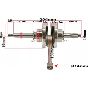 Kliková hřídel KLIKOVÁ HŘÍDEL PÍSTNÍ TYČ LOŽISKA KLIKOVÉ HŘÍDELE CROSS 125 BARTON MRF ASIX KAYO APOLLO RXF
