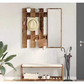 Věšák vidaXL Nástěnný věšák na kabáty Nástěnný Staré dřevo 100 x 10 x 100 cm [874513]