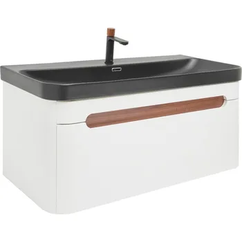 Šatní skříň Swiss aqua technologies Koupelnová skříňka s umyvadlem a baterií SAT Fusion 97,5x43x45 cm bílá matná mat SATFUSION100WBKMBA