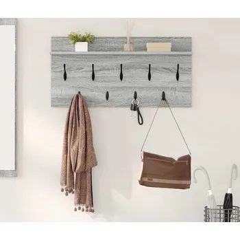 vidaXL Nástěnný věšák na kabáty s policí Šedá Sonoma 80 x 40 x 12 cm [874440]