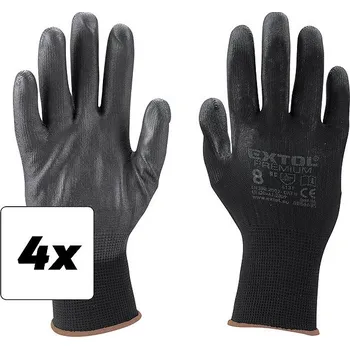 Pracovní rukavice EXTOL PREMIUM Rukavice z polyesteru polomáčené v PU, černé, velikost 8", sada 4 ks