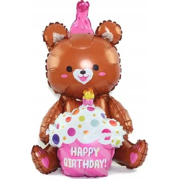 Balónek BALÓNEK MEDVÍDEK VŠE NEJLEPŠÍ K NAROZENINÁM HNĚDÝ 97x77,5 CM