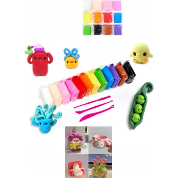 Modelovací hmota Pěnová Plastelína 12 barev s nástroji