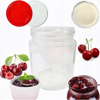Sklenice Zavařovací Sklenice 250 ml džemy džemy koření dezerty KOMPLET s VÍKEM 66 mm