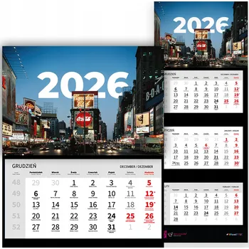 Kalendář Nástěnný Kalendář Trojdílný 2026 MĚSTO V NOCI Do Kanceláře Domů Dárek Vzory