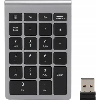 Klávesnice BEZDRÁTOVÁ NUMERICKÁ KLÁVESNICE USB PRO NOTEBOOK PC ŠEDÁ