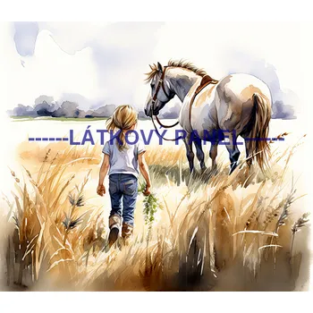 Látkový panel - Kůň a děti - KON - 114 Velikost: 20x20cm, Materiál: Kočárkovina