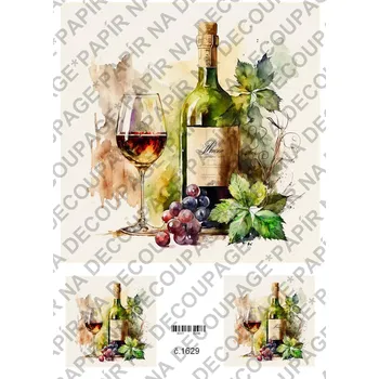 Umělecký papír Rýžový a soft papír na decoupage - Víno - KB01629 Materiál: Soft, Rozměr: A4