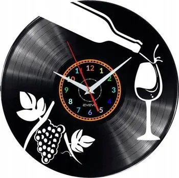 Hodiny HODINY NÁSTĚNNÉ VÍNO DEKORATIVNÍ MODERNÍ VINYLOVÁ DESKA VINYL E