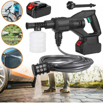 Vysokotlaký čistič Akumulátorová tlaková myčka 100 bar 500 W 21 V + 2 baterie pro auto a zahradu