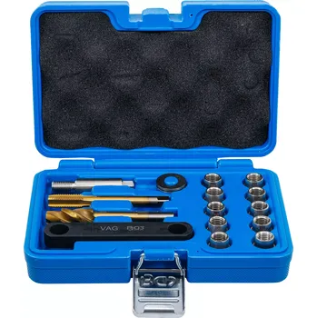 Závitořezný nástroj Sada na opravu závitů M12 x 1,5 mm BGS108408 Pro brzdové třmeny VAG (15 dílů) (BGS 108408 Sada na opravu závitů M12 x 1,5 mm brzdových třmenů (15 dílů))