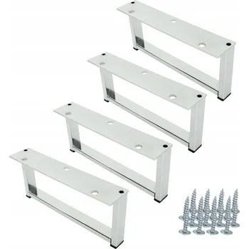 Obraz Sada 4 kusů nábytkových nohou Rámeček stříbrný chrom výška 9 cm, délka 20 cm