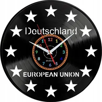Hodiny EVROPSKÁ UNIE NĚMECKO HODINY NÁSTĚNNÉ DEKORATIVNÍ MODERNÍ VINYLOVÁ DESKA