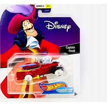 autíčko Kapitán Hook - Autíčka s postavičkami Disney Hot Wheels 1:64
