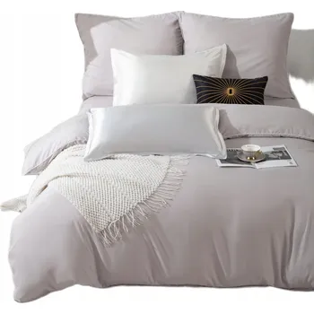 Povlečení Povlečení Saténové Queen Premium 140x200 Šedé s bílým lemem