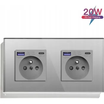 Elektrická zásuvka Elektrická Zásuvka, telefonní, USB nástěnná Machina Sapiens šedá