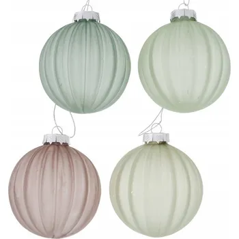 Vánoční ozdoba Boltze Sada 4 skleněných vánočních ozdob - vánoční baňky "Bente", Ø 8 cm
