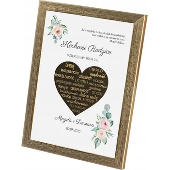 Svatební dekorace Poděkování Dárek pro rodiče, maminku, tatínka. Památka na svatba, svatební hostina. Zlatá barva.